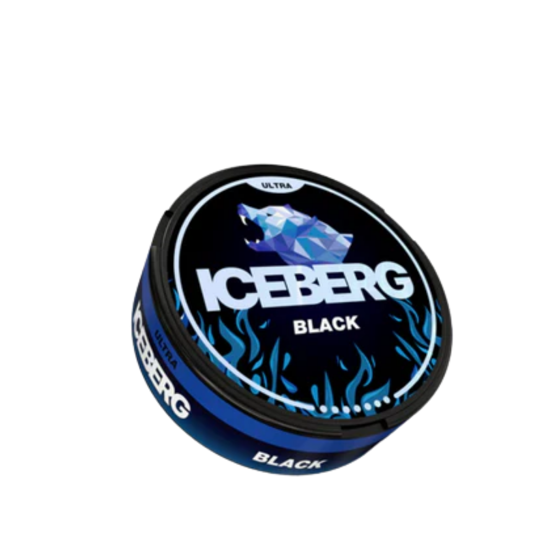 Front view of a black can featuring vibrant graphic design and label text on a white background