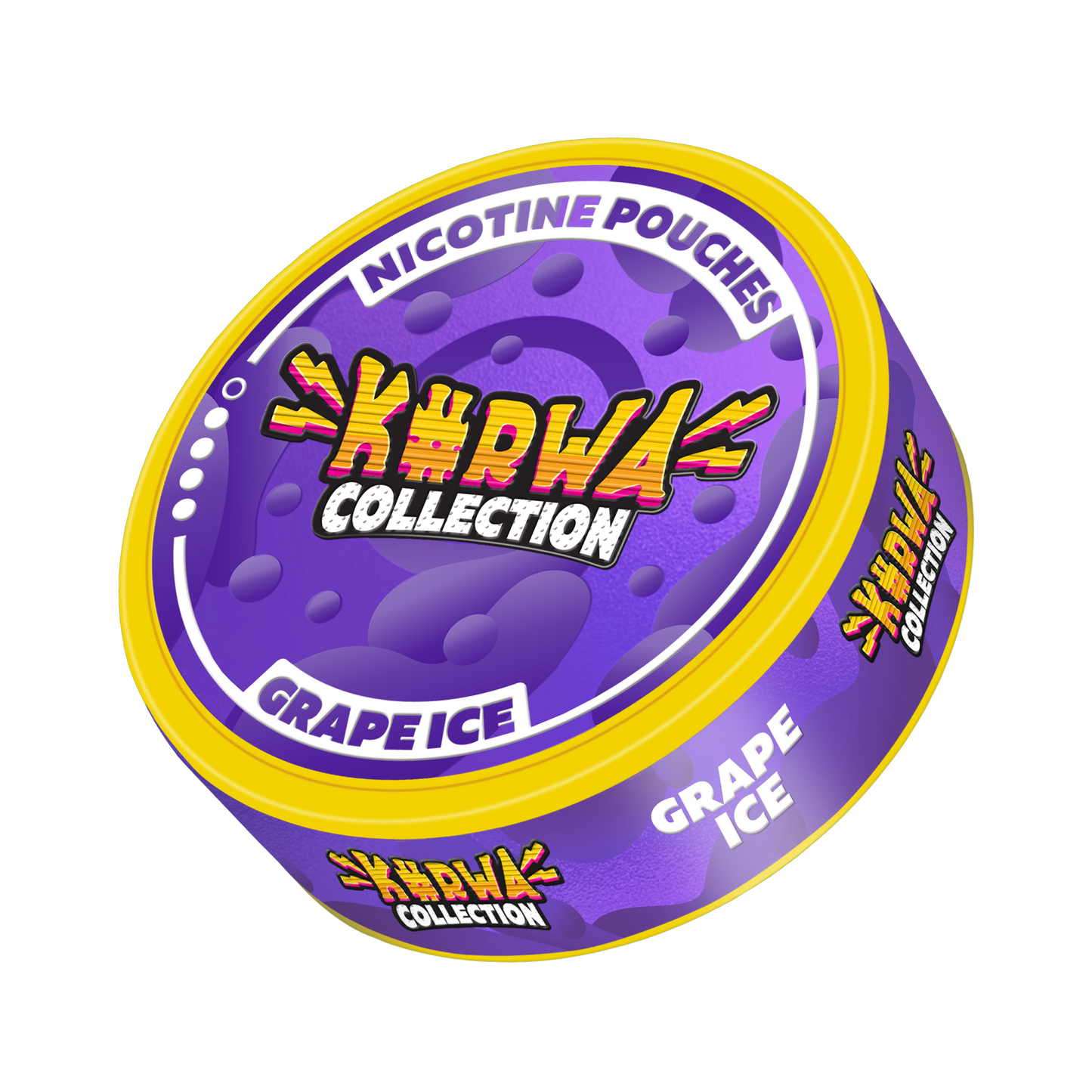 Front view of the purple grape-flavored snus can featuring collection branding on a transparent background