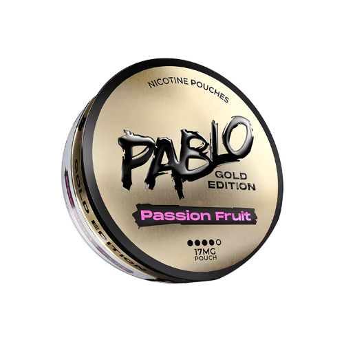 Detail close-up of the gold and black round container showcasing the premium formula and bold logo.