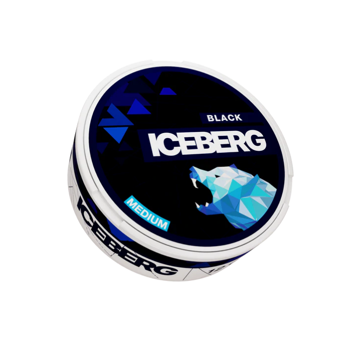 Front view of the blue can featuring a bear graphic and brand name on a transparent background.