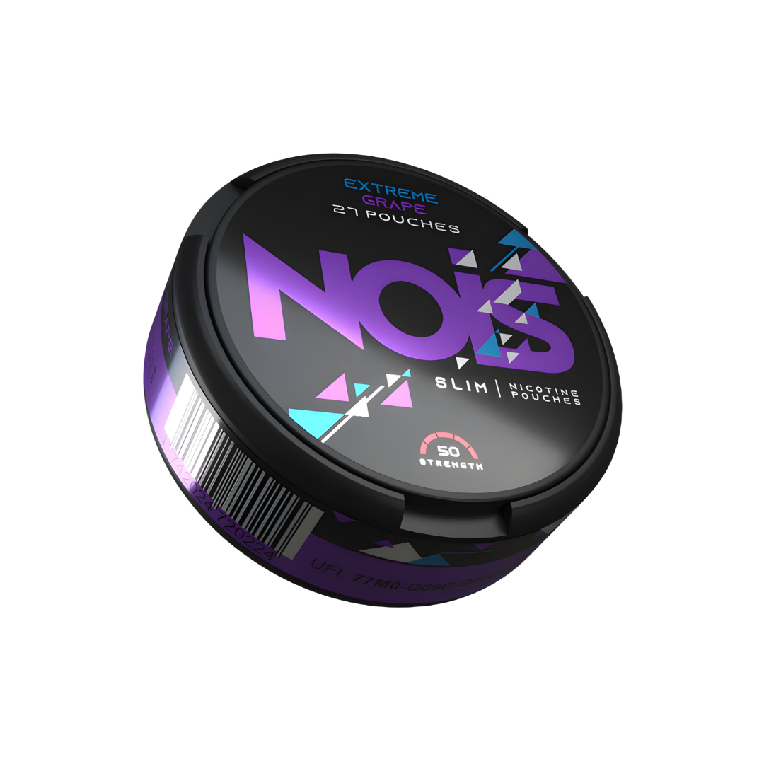 Front view of NOIS special offer featuring a colorful black and purple design in a circular container.