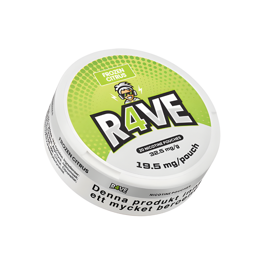Detail close-up of the round green container with a white label and logo, featuring a screw top.