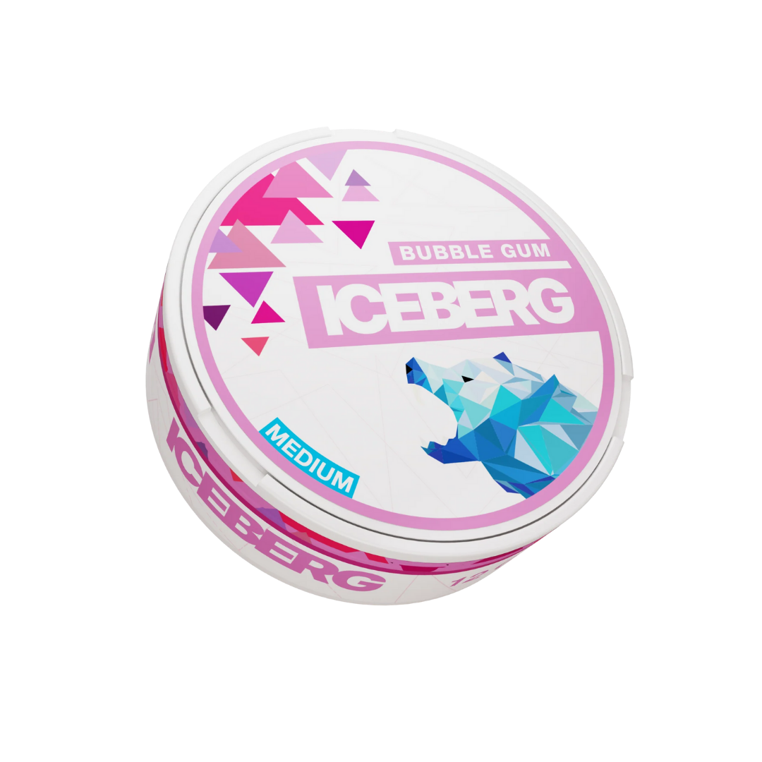 Front view of the pink and white candy container with geometric design and screw top lid.
