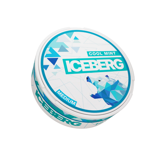 Front view of the white and blue snus can featuring a polar bear graphic and circular design.