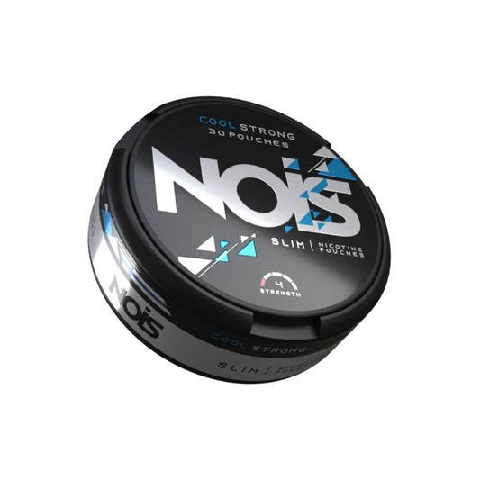 Side view of the black and white NOIS can with logo on a transparent background.