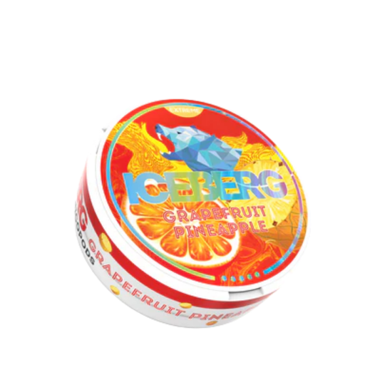 Detail close-up of a colorful circular tin can featuring a fish graphic and screw top lid in red, orange, blue, and white.