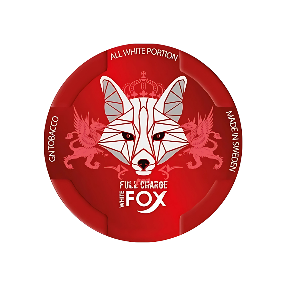 Stylized red and white fox logo in a circular design on a transparent background