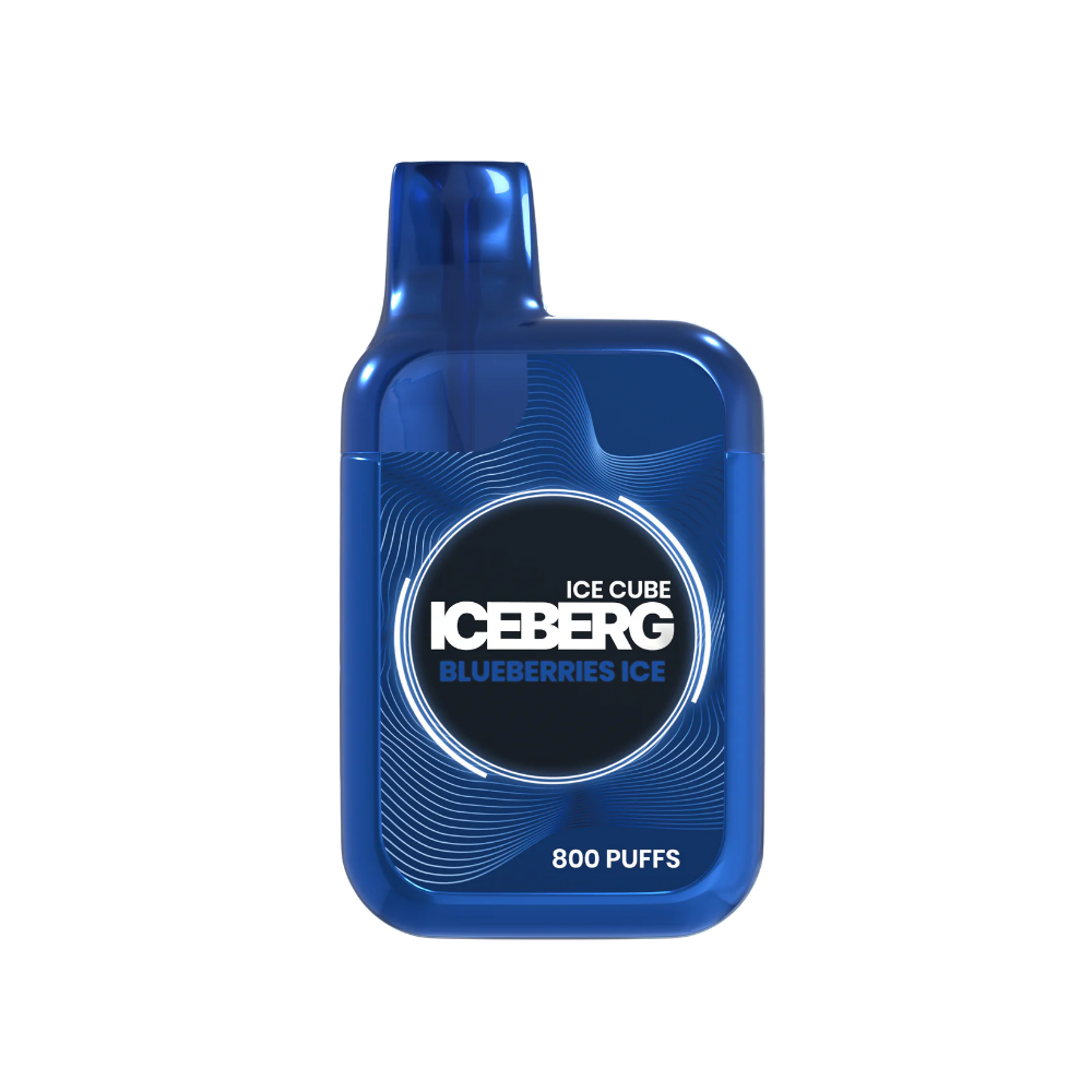 Front view of a blue squeeze bottle with label design showcasing Iceberg Blueberries Ice on a white background