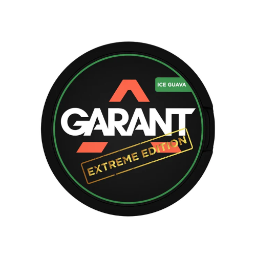 Close-up of the Garant logo in black, green, and orange with a circular design on a transparent background.